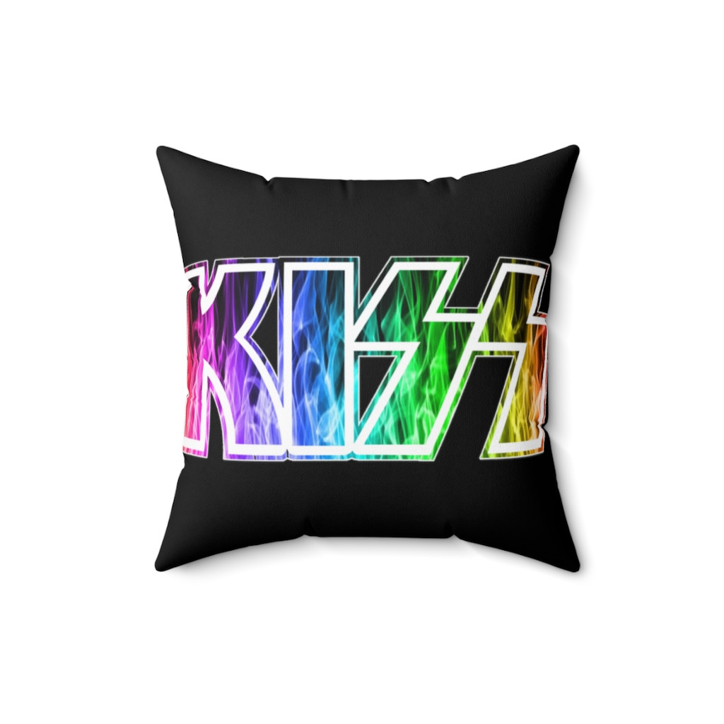 KISS Rainbow Fire Logo Spun Polyester Square Pillow gift