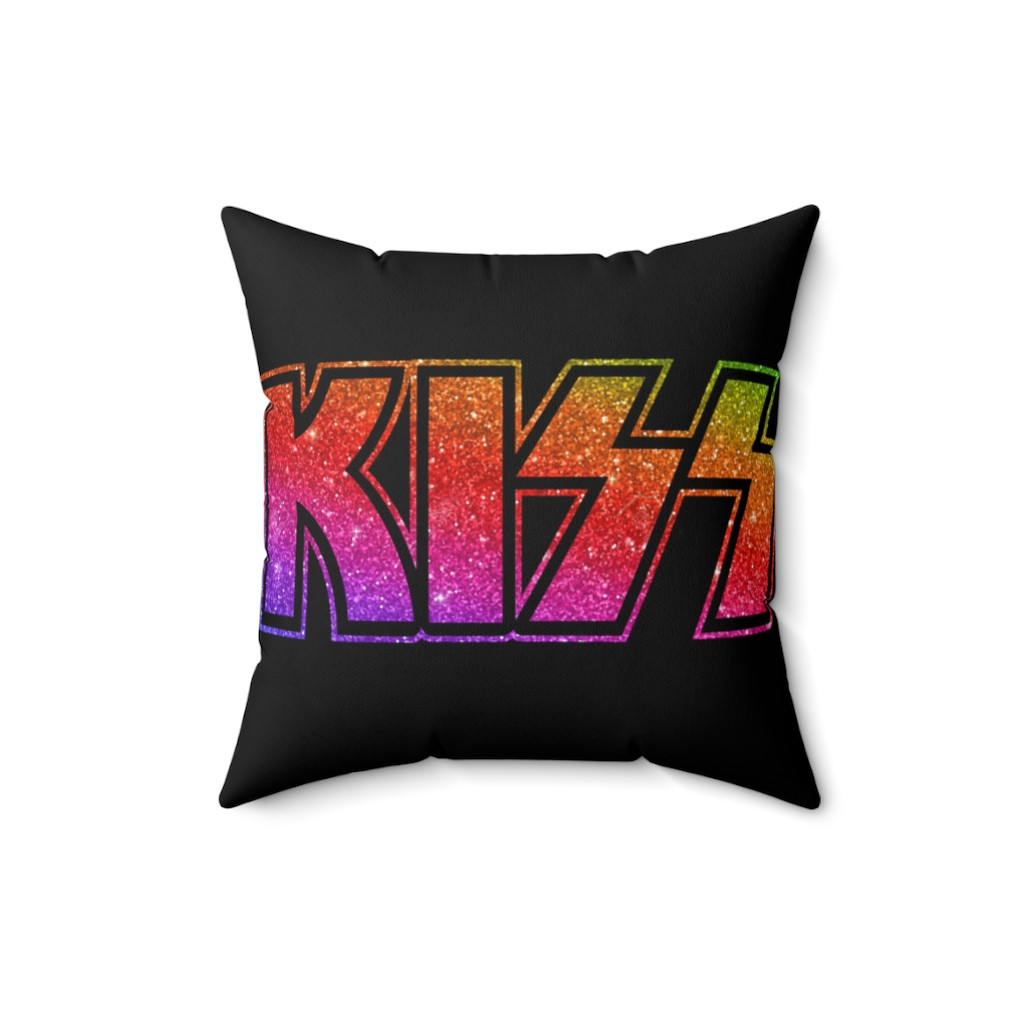 KISS Rainbow Glitter Logo  Spun Polyester Square Pillow gift