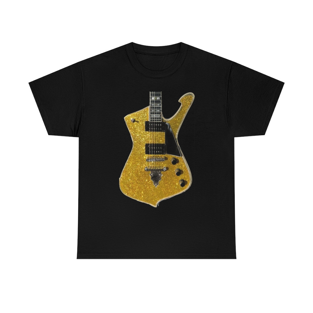 KISS Paul Stanley Gold Glitter Iceman Guitar Men's Short Sleeve T Shirt
