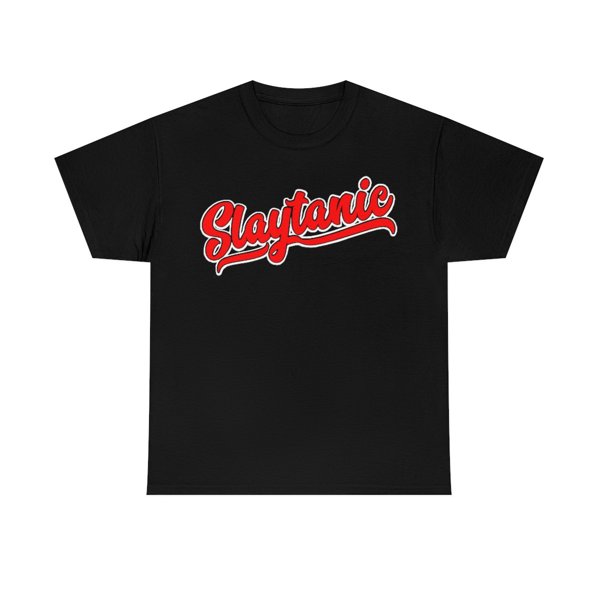 Slaytanic Baseball Team font Unisex Heavy Cotton Tee