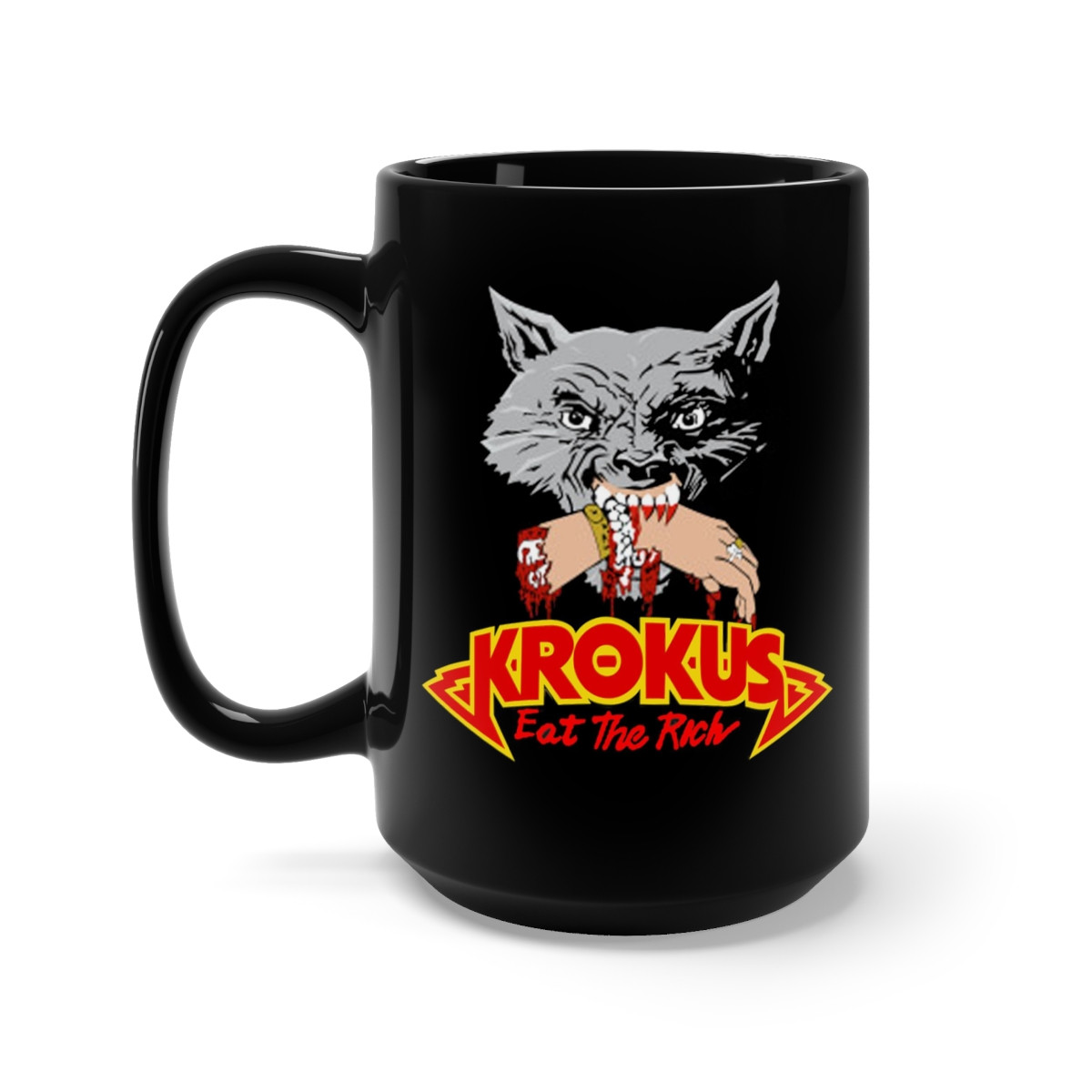 KROKUS Eat the Rich Black Mug 15oz