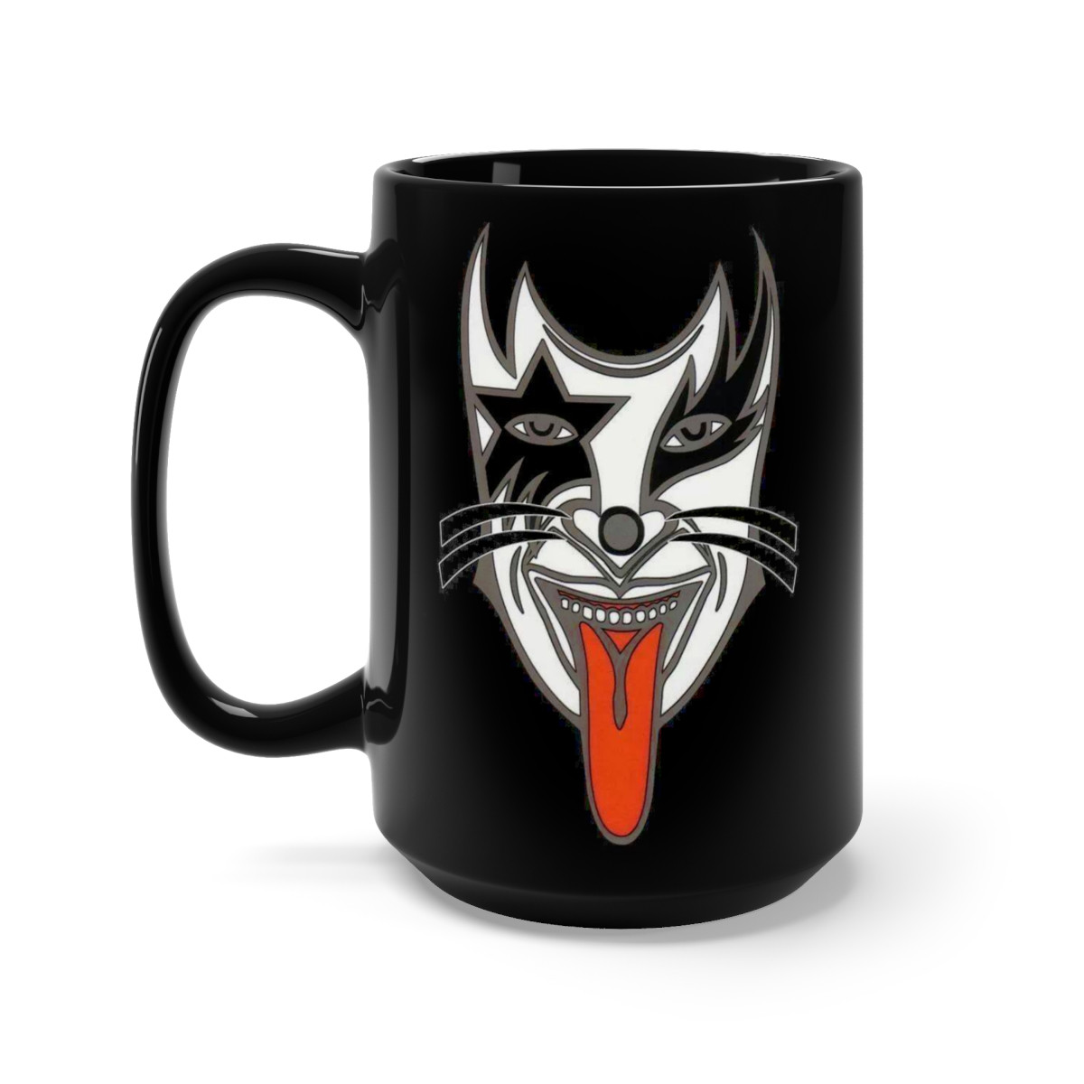 KISS backside of Hotter than Hell Black Mug 15oz