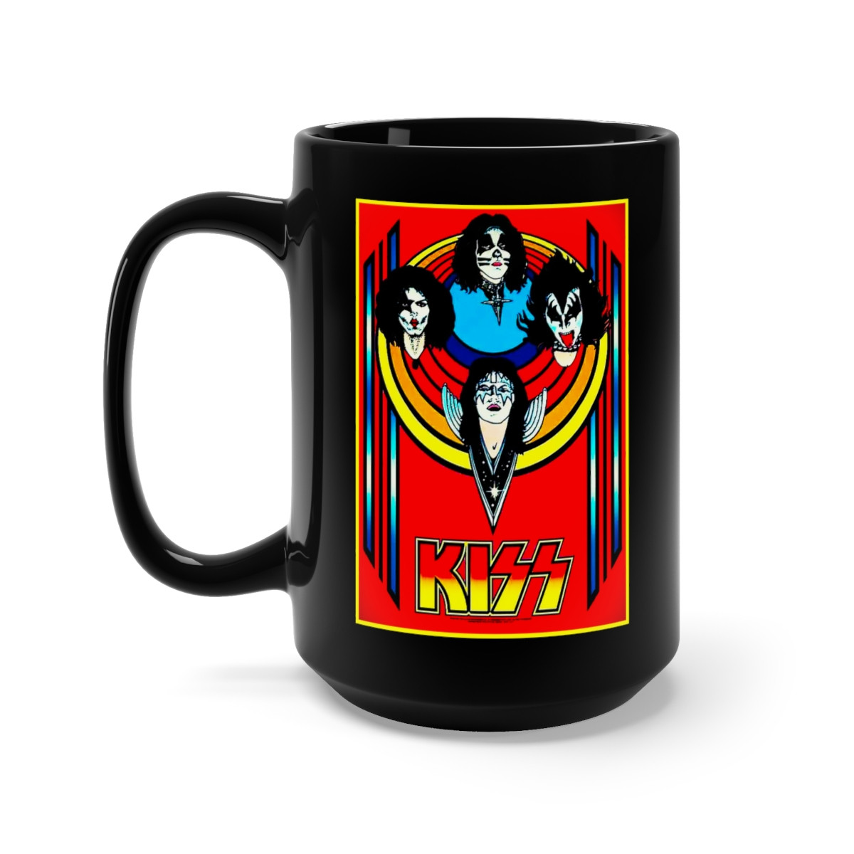 KISS Black Light Poster '75 Black Mug 15oz
