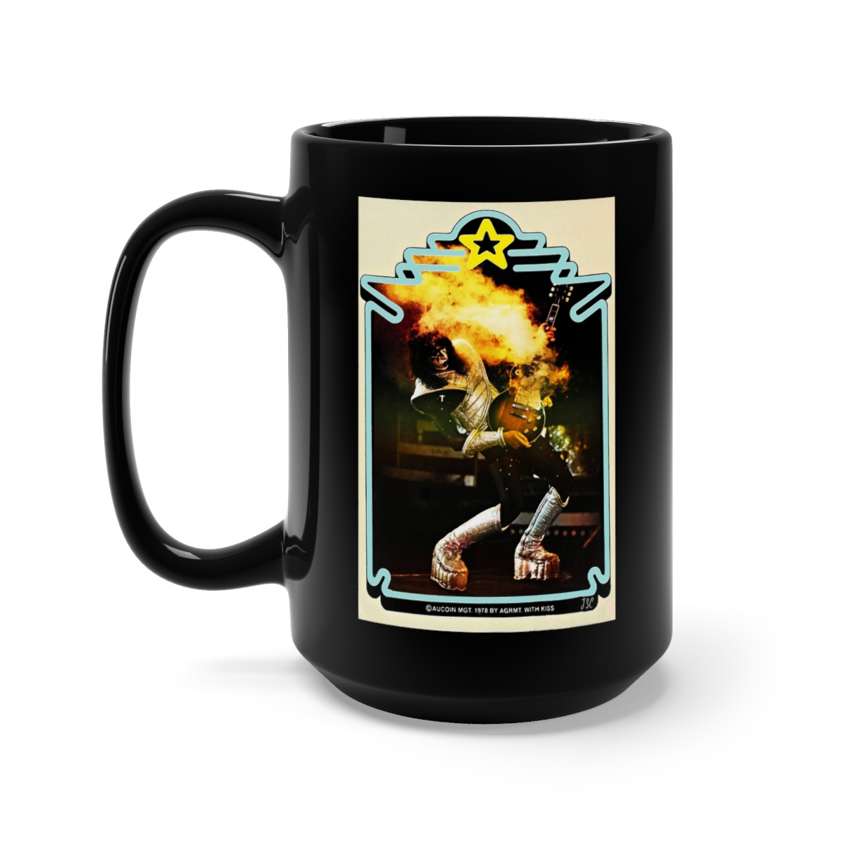 KISS cards Ace Frehley card 2  Black Mug 15oz