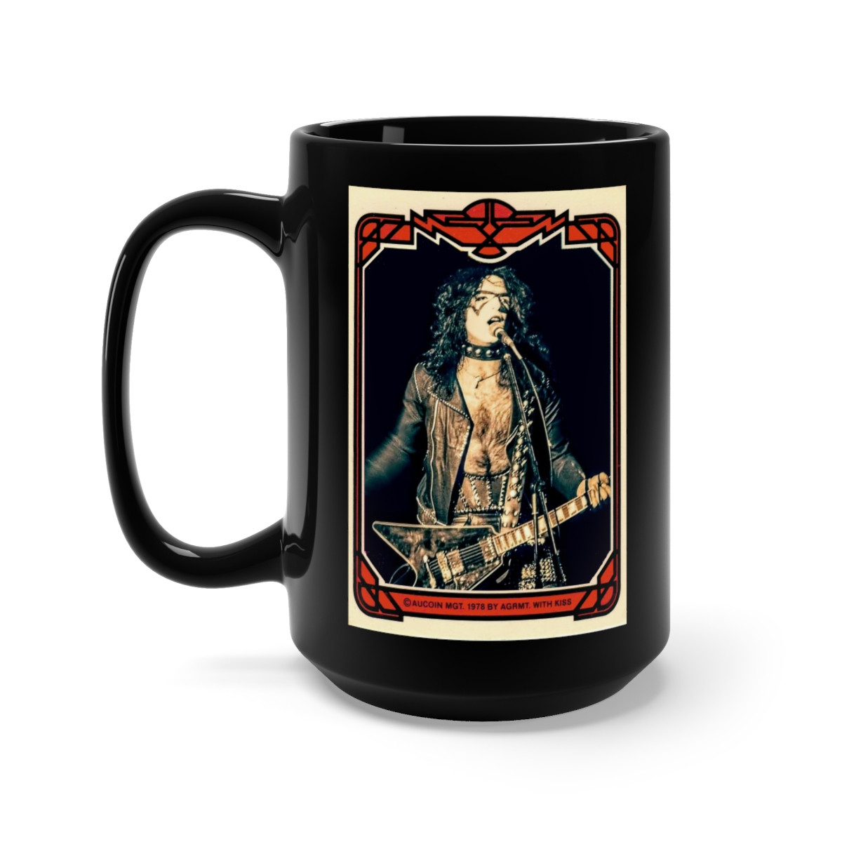 KISS card Paul Stanley card 1 Black Mug 15oz