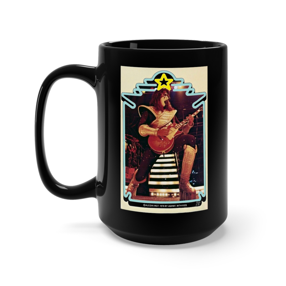 KISS cards Ace Frehley card 1  Black Mug 15oz