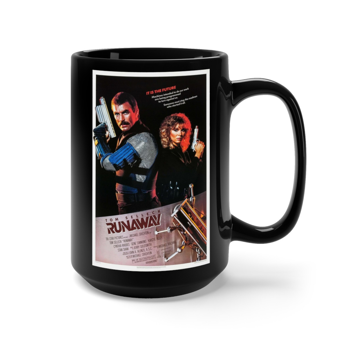 Runaway Tom Seleck Gene Simmons of KISS on  Black Mug 15oz