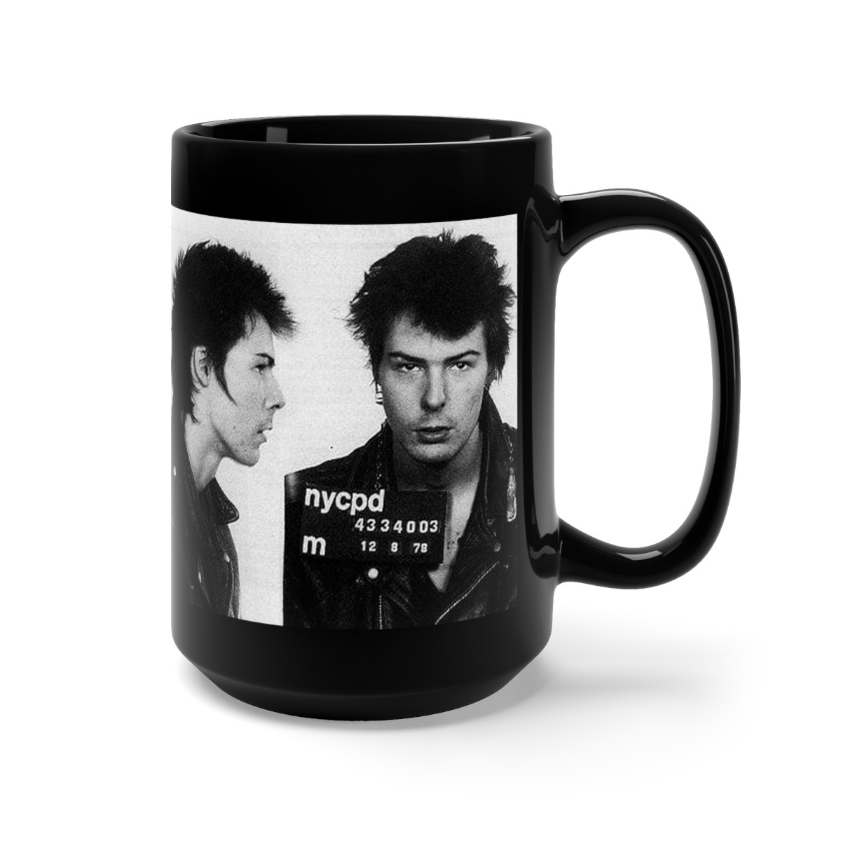 Sid Vicious arrest Mug Shot nypd Black Mug 15oz