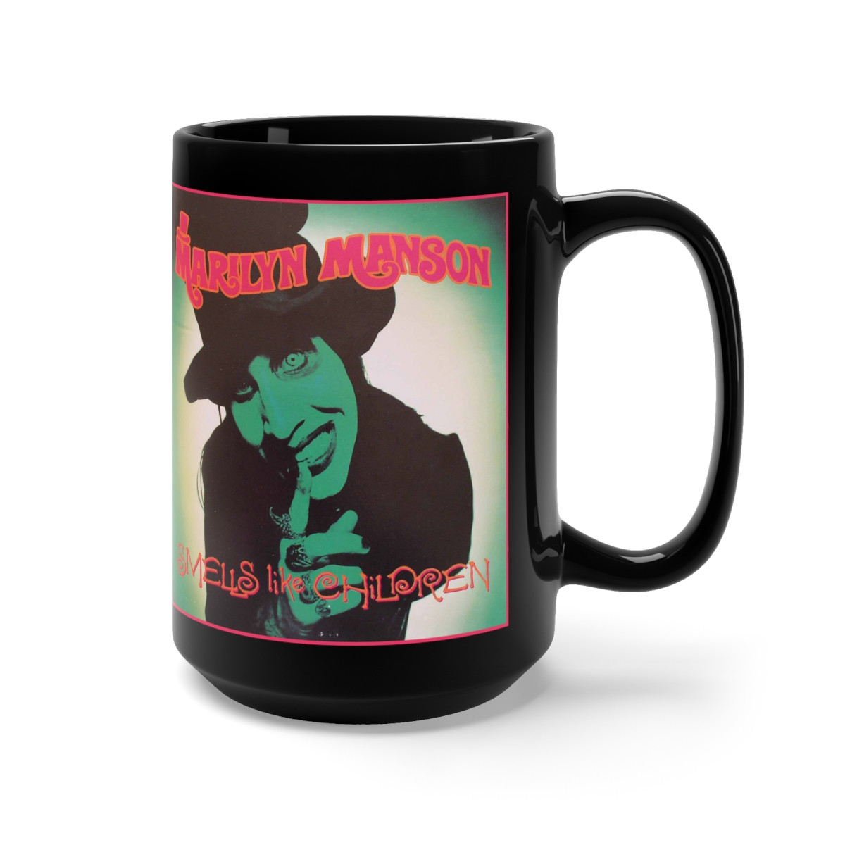 Marilyn Manson Smells like Children cover Black Mug 15oz