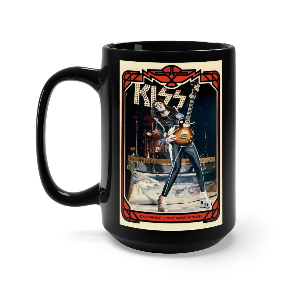 KISS card Ace Frehley card 3 Black Mug 15oz