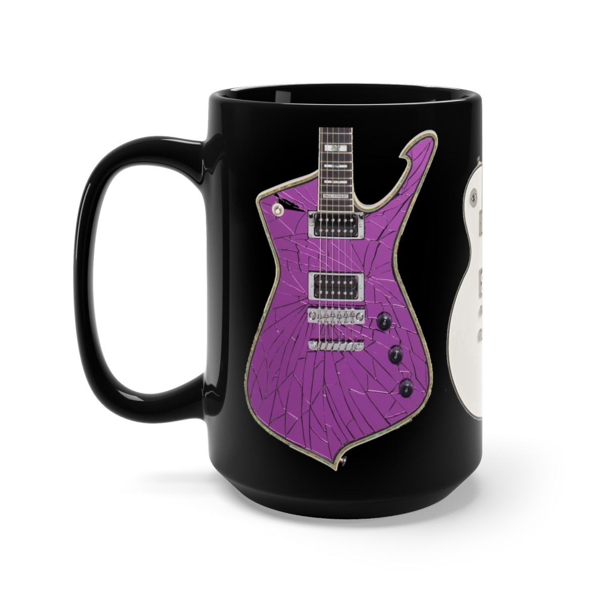 KISS Guitars #16 Paul's Iceman Tommy's W LP Gene's Axe  Black Mug 15oz