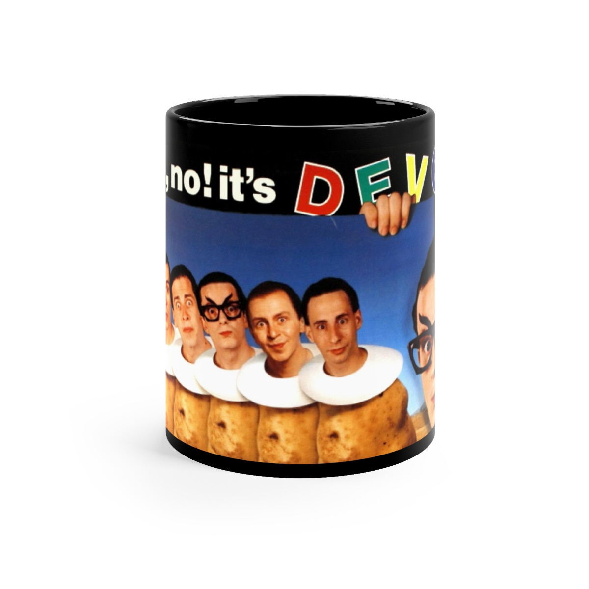 DEVO Oh No it's Devo Black mug 11oz