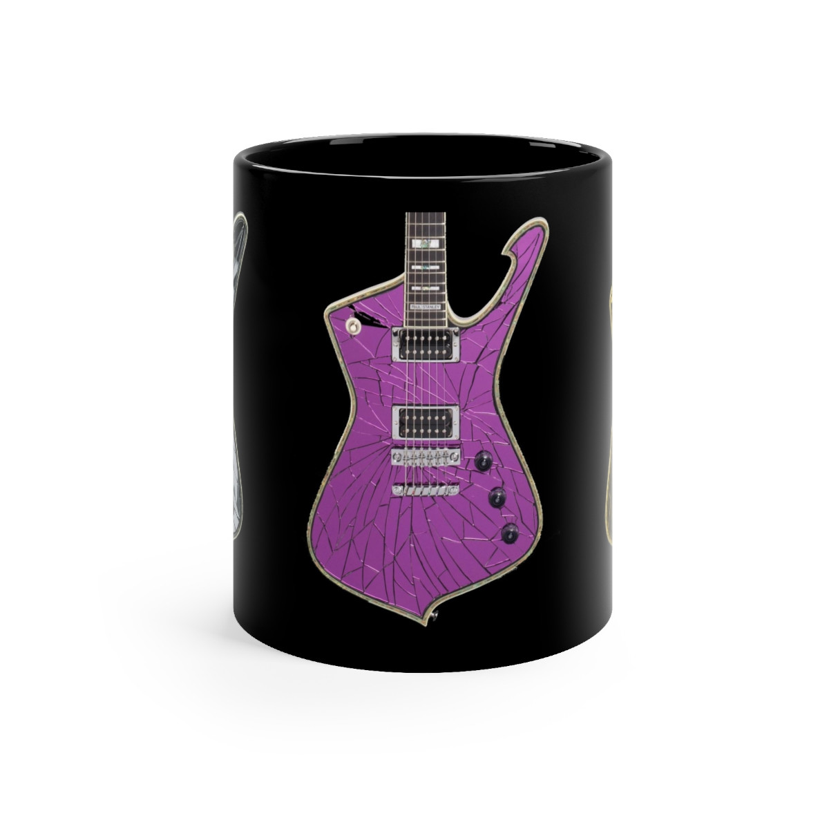 KISS All 3 Paul Stanley's Cracked Mirror Ibanez PS-10 Iceman Guitars mug 11oz