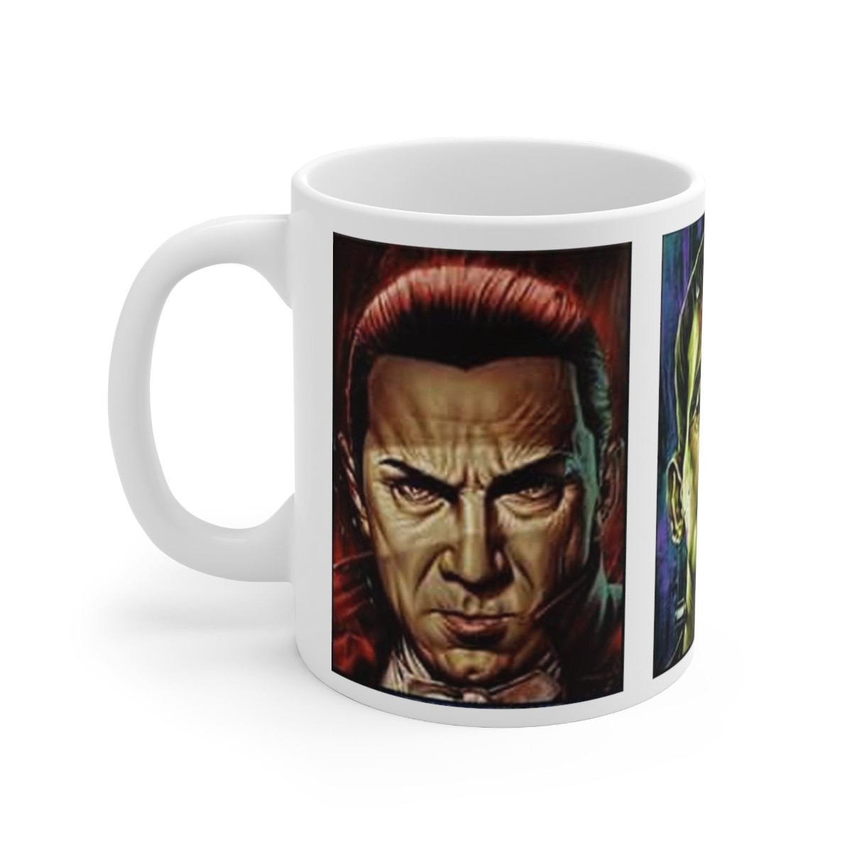 Universal Monsters Dracula Frankenstein Wolfman white Mug 11oz