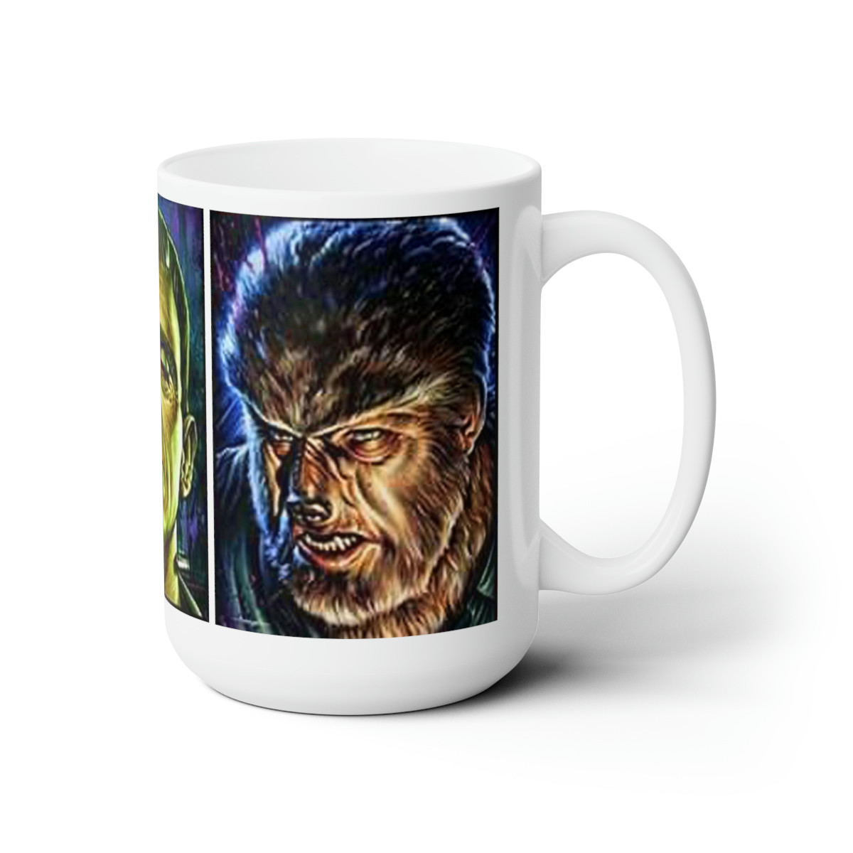 Dracula Frankenstein Wolfman white Mug 15oz