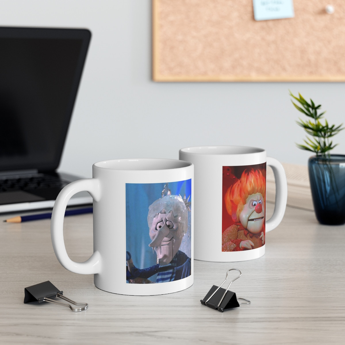 Christmas Heat Miser and Snow Miser The Year without Santa Black mug 11oz