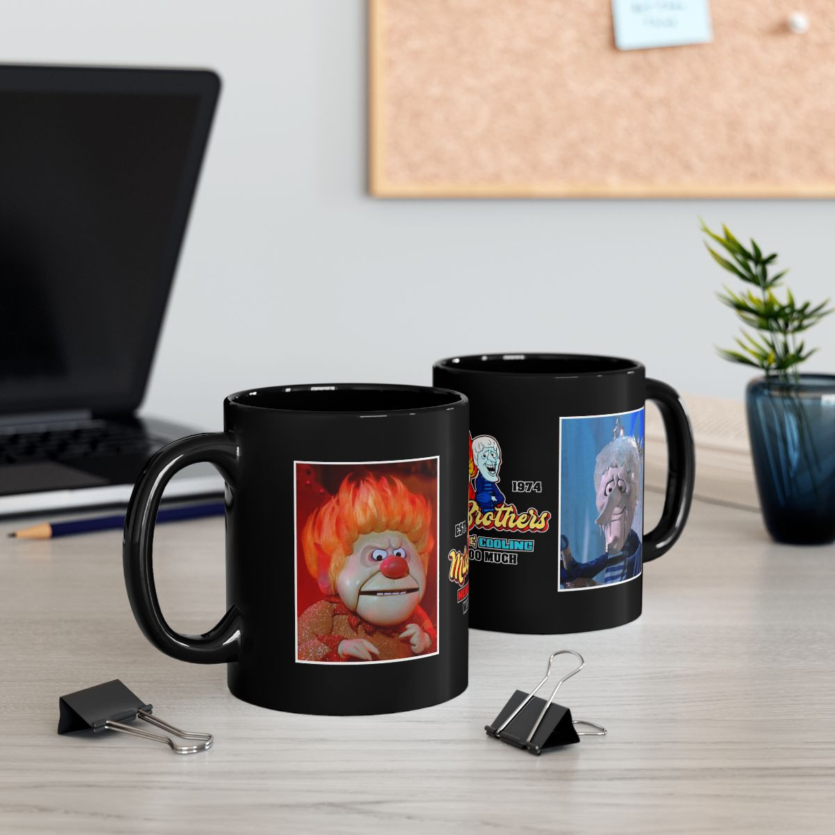 Christmas Snow Miserand Heat Miser The Year w/o Santa Miser Bros Black mug 11oz