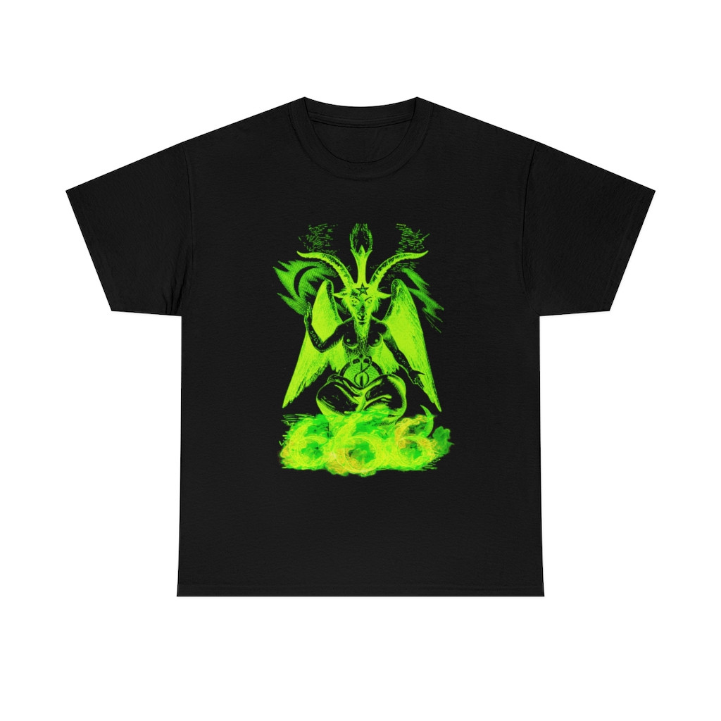 The Baphomet beast 666 toxic green Unisex Heavy Cotton Tee