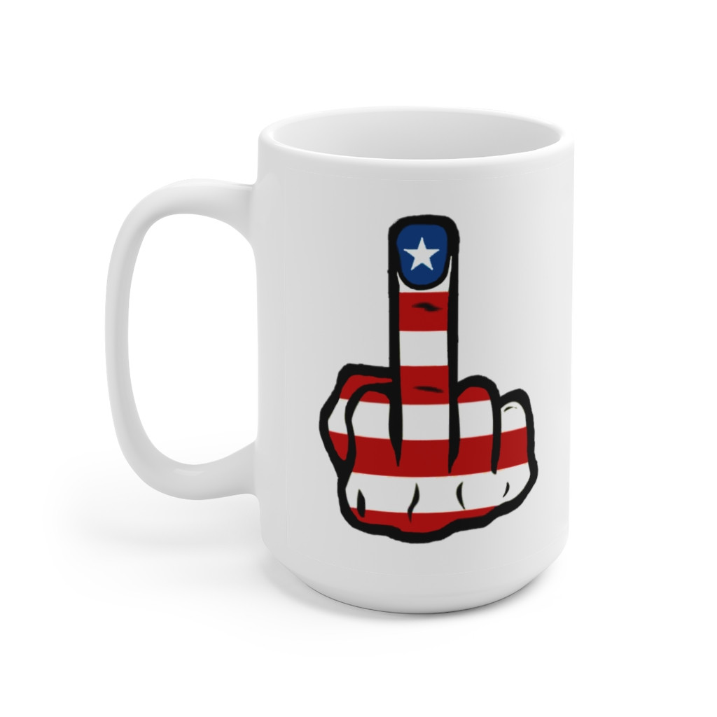 American Finger on white Mug 15oz