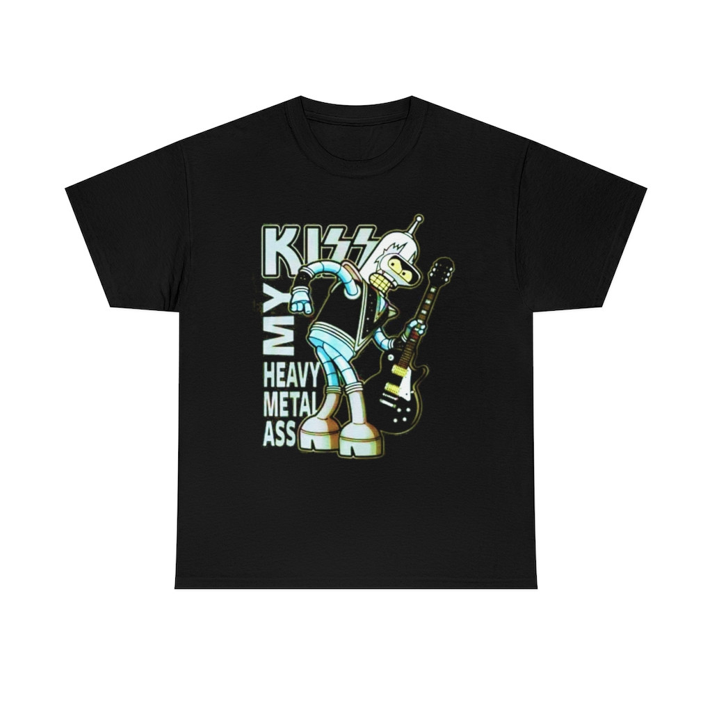Futurama Bender Ace Frehley Kiss my Heavy metal Short Sleeve Tee