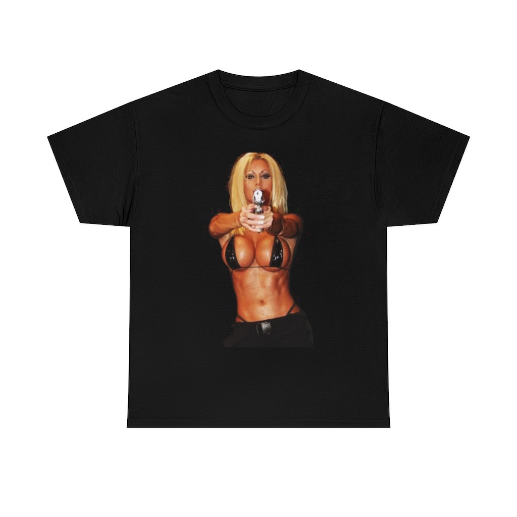 Hot Babe pointing a gun at you  2A Short Sleeve Tee