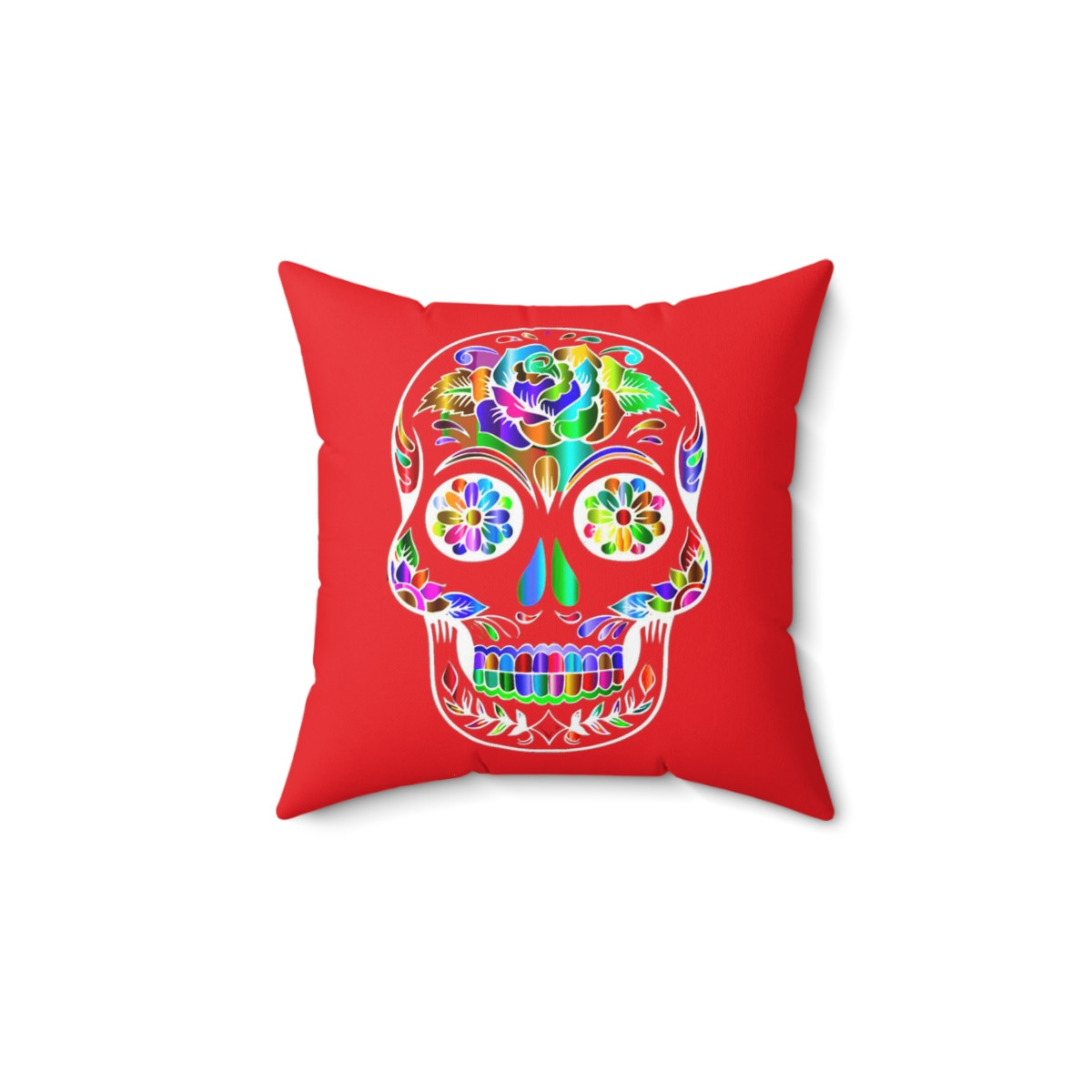 Beautiful Sugar Skull on red Spun Polyester Square Pillow gift