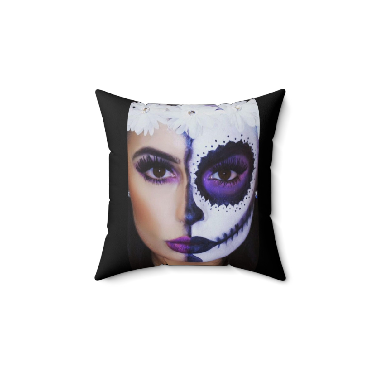 Beautiful half sugar skull Spun Polyester Square Pillow gift