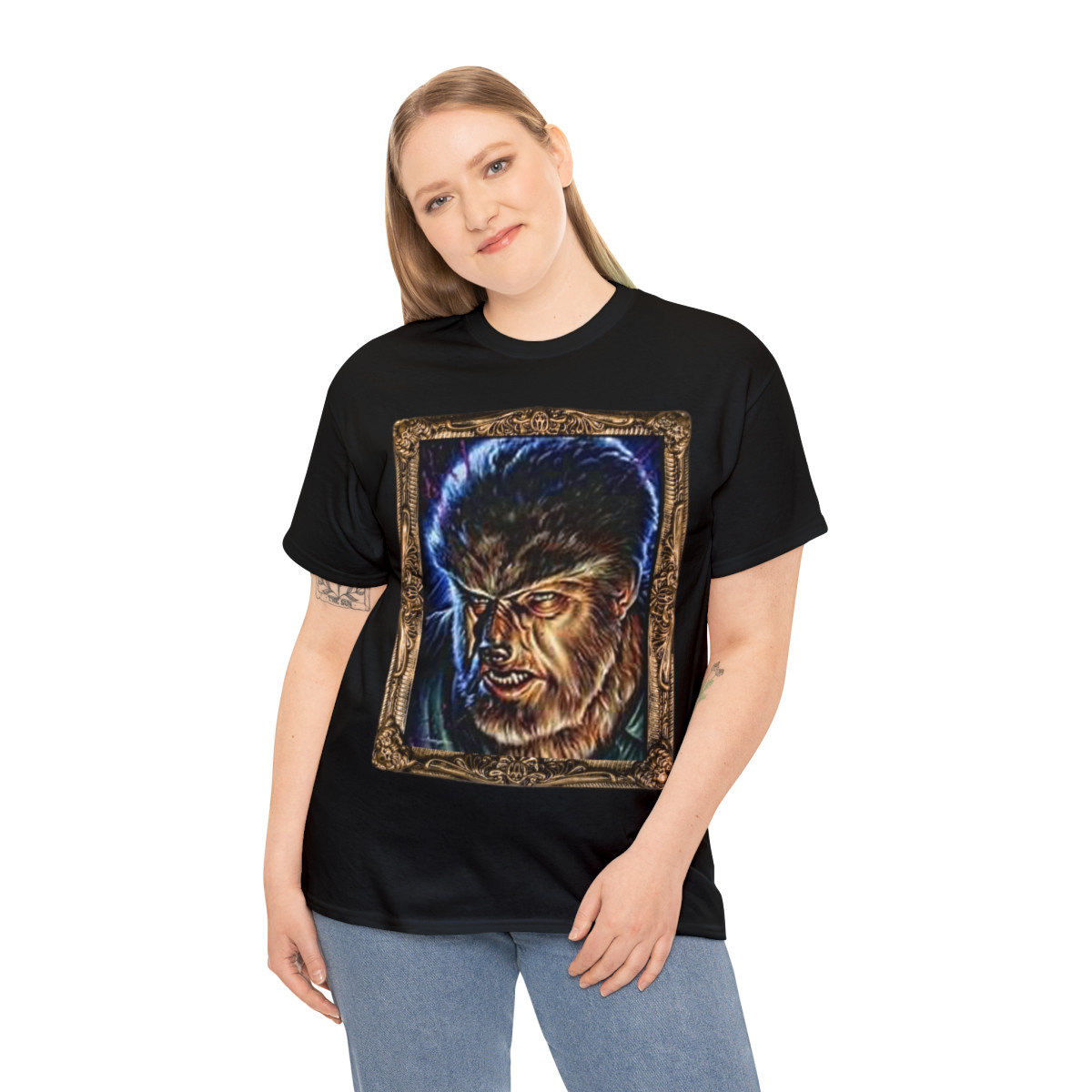 WOLFMAN Portrait of Evil werewolf of Horror  Unisex Heavy Cotton Tee