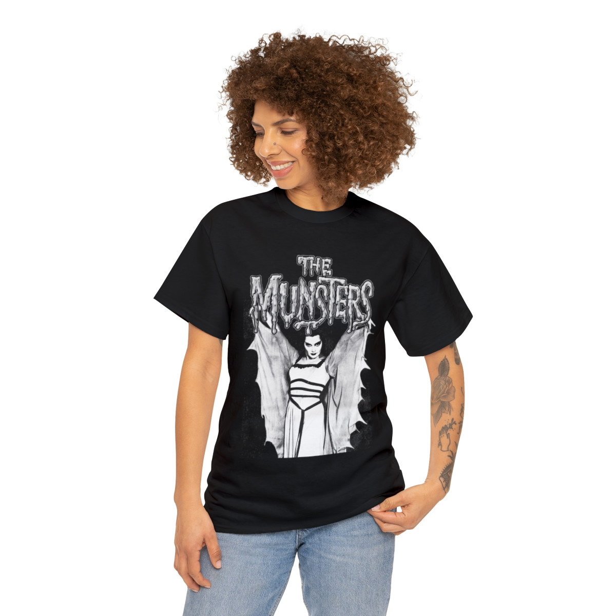 The Munsters logo and Lilly Munster Unisex Heavy Cotton Tee