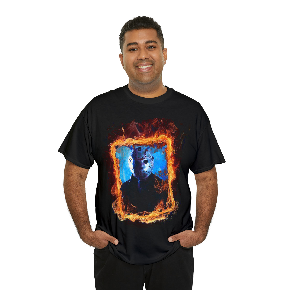 Flame framed Friday the 13th Jason Vorhees murder monster Men's Short Sleeve Tee