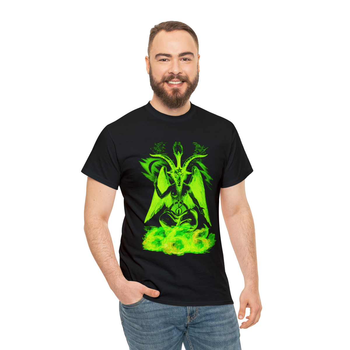 The Baphomet beast 666 toxic green Unisex Heavy Cotton Tee