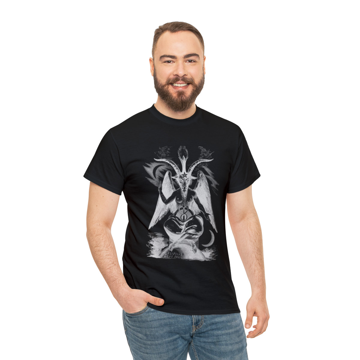The Baphomet Beast  White Unisex Heavy Cotton Tee