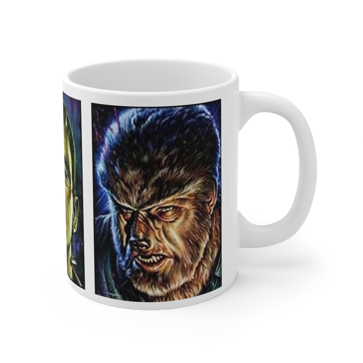 Universal Monsters Dracula Frankenstein Wolfman white Mug 11oz