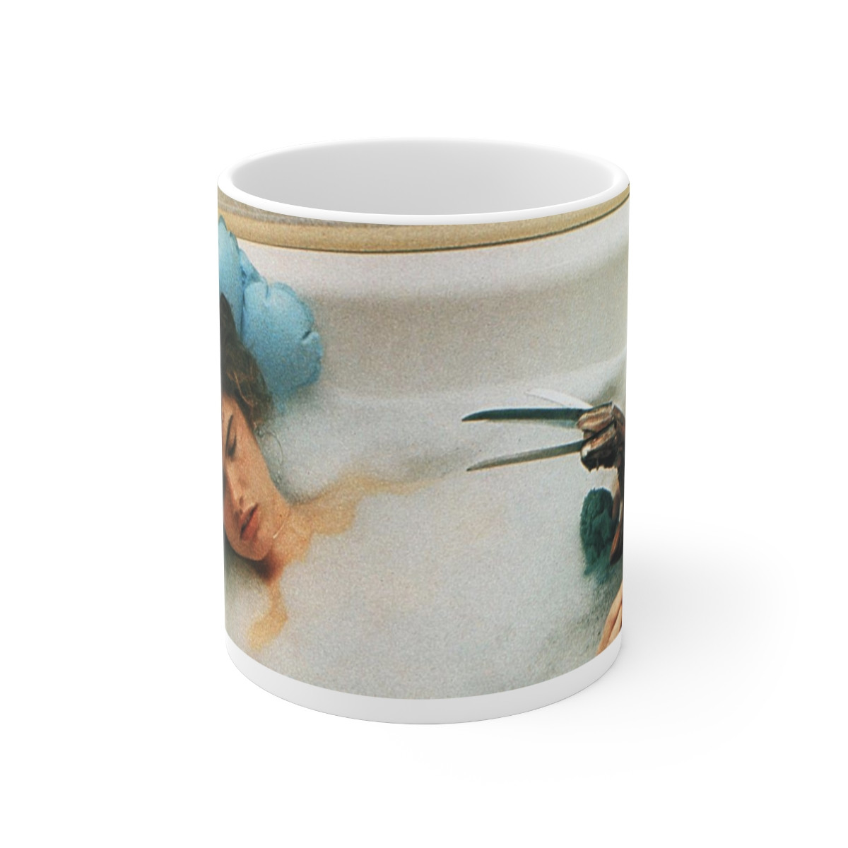 A Nightmare On Elm Street Nancy in the Tub with Freddy Kruger  white Mug 11oz