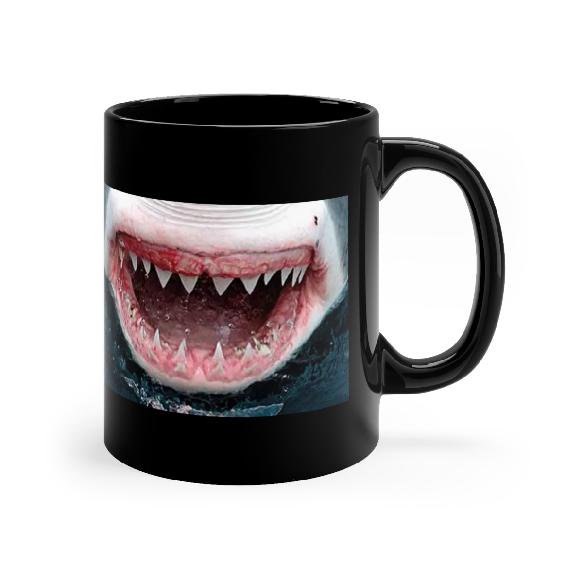 Shark Jaws  on Black mug 11oz