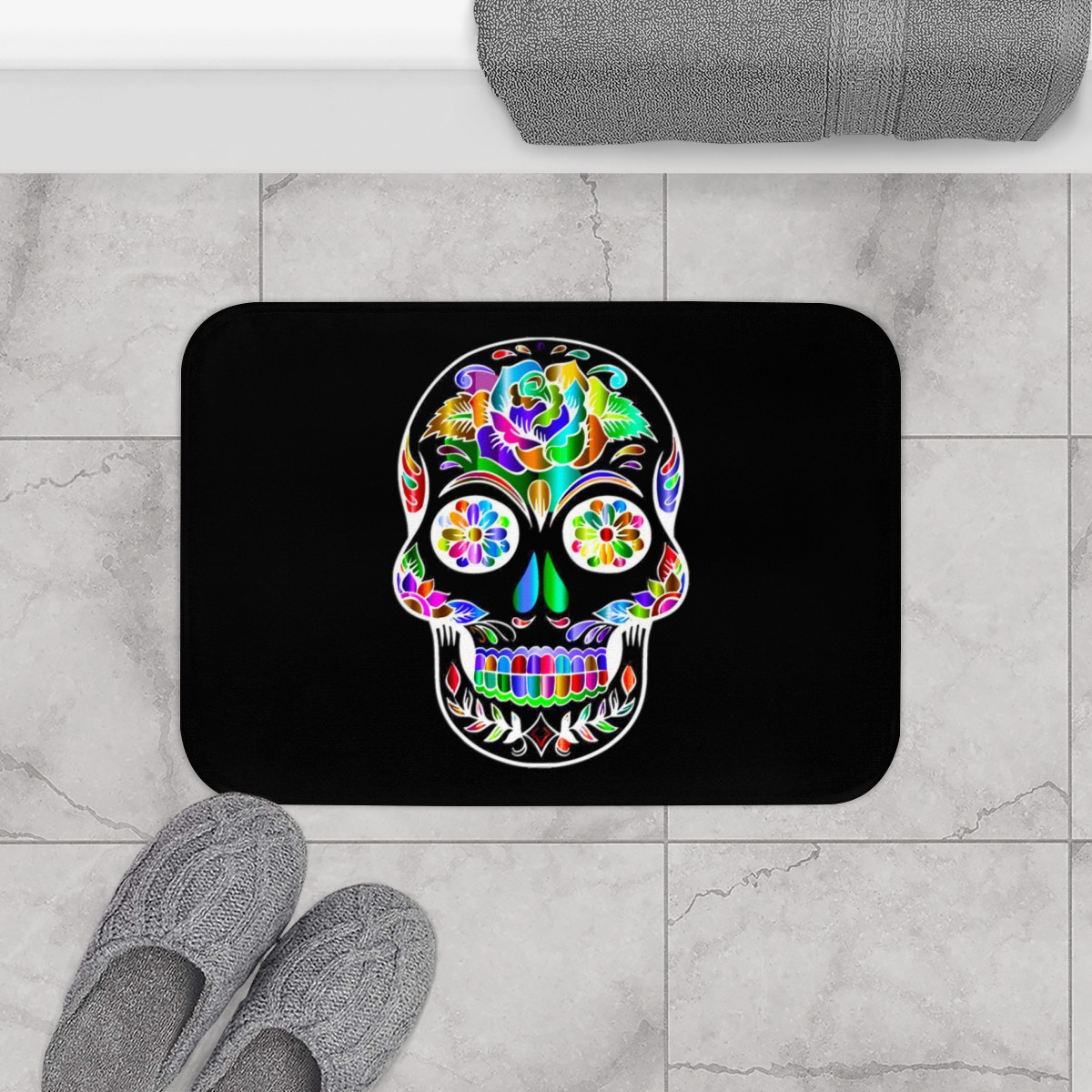 Cinco De Mayo Sugar Skull Bath Mat