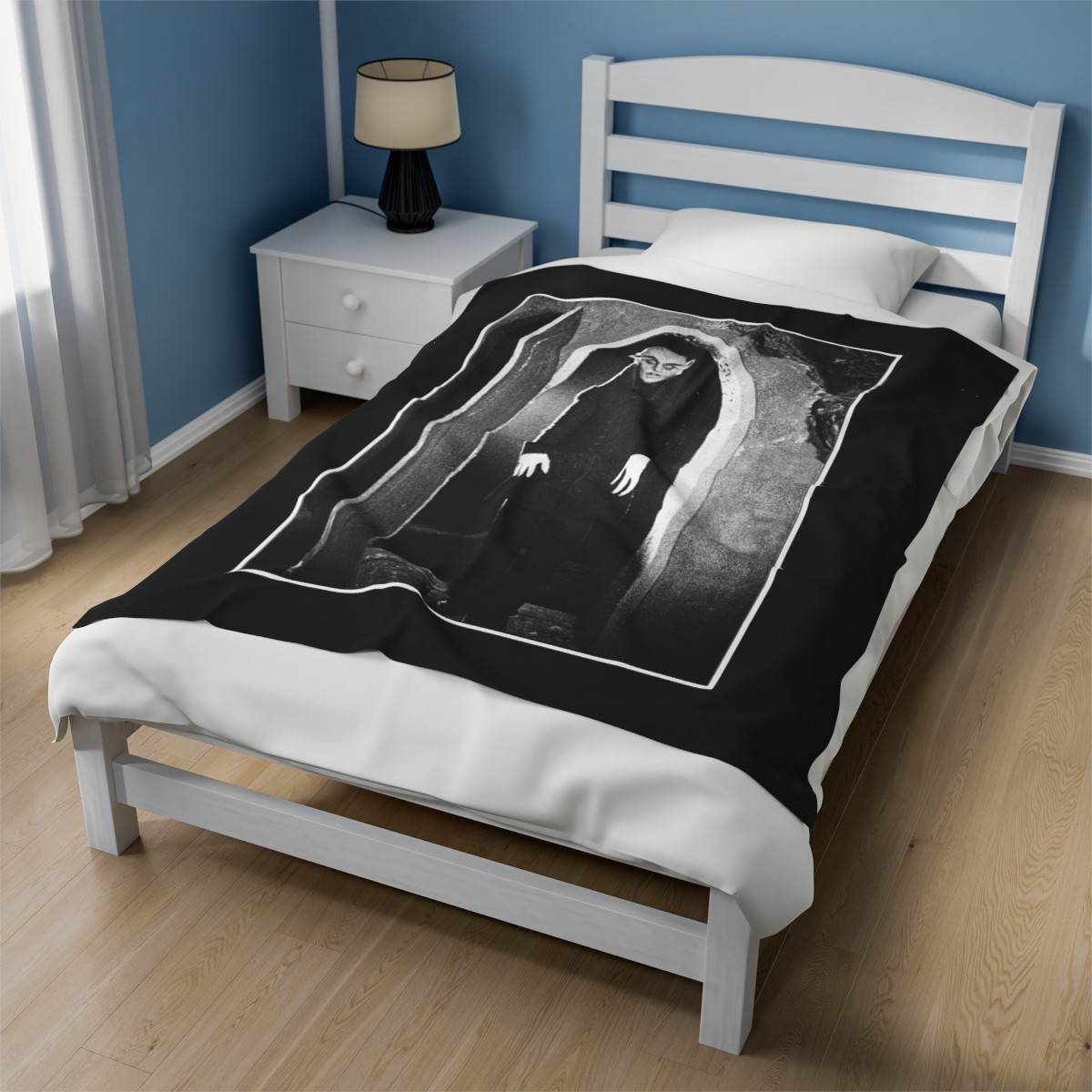 Nosferatu Vampire on Black Velveteen Plush Blanket