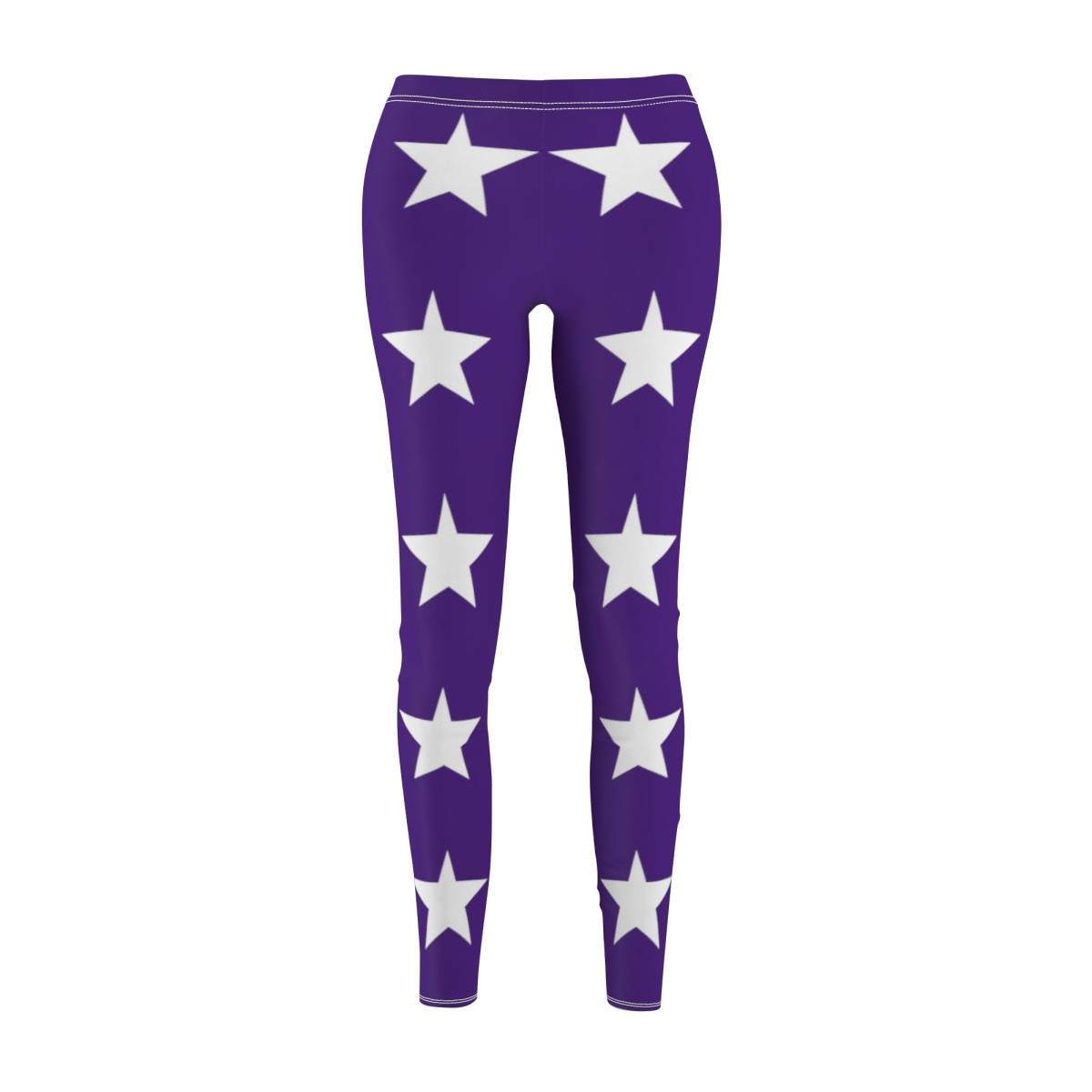 White Starl Design Number 1 on Purple Women's Cut & Sew Casual Leggings (AOP)