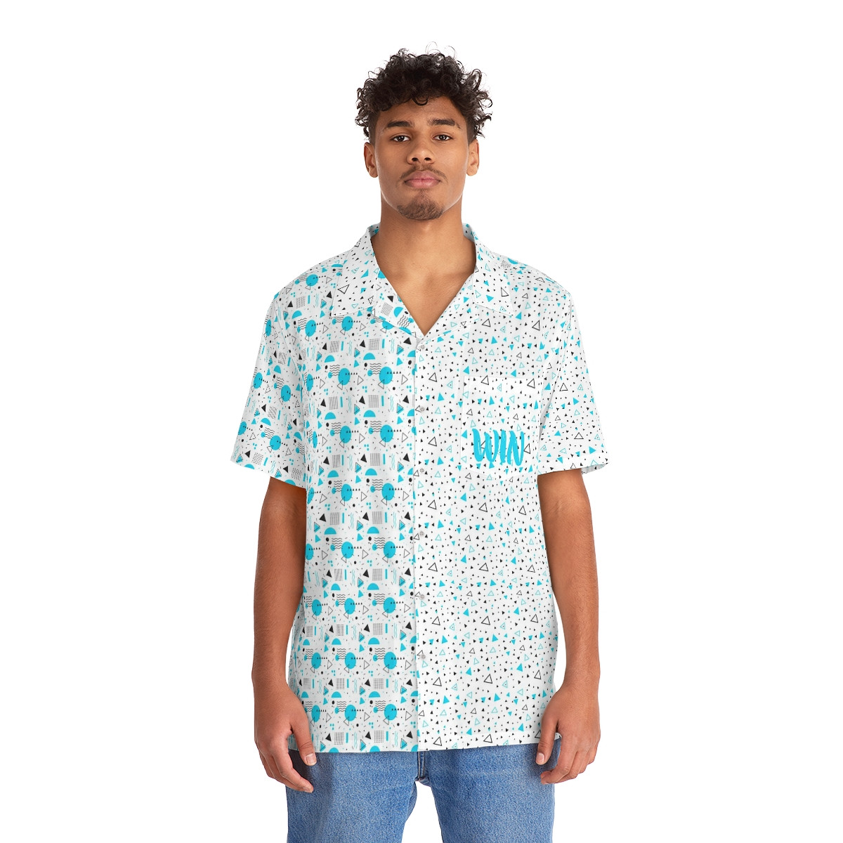 WIN Men's Hawaiian Shirt (White)