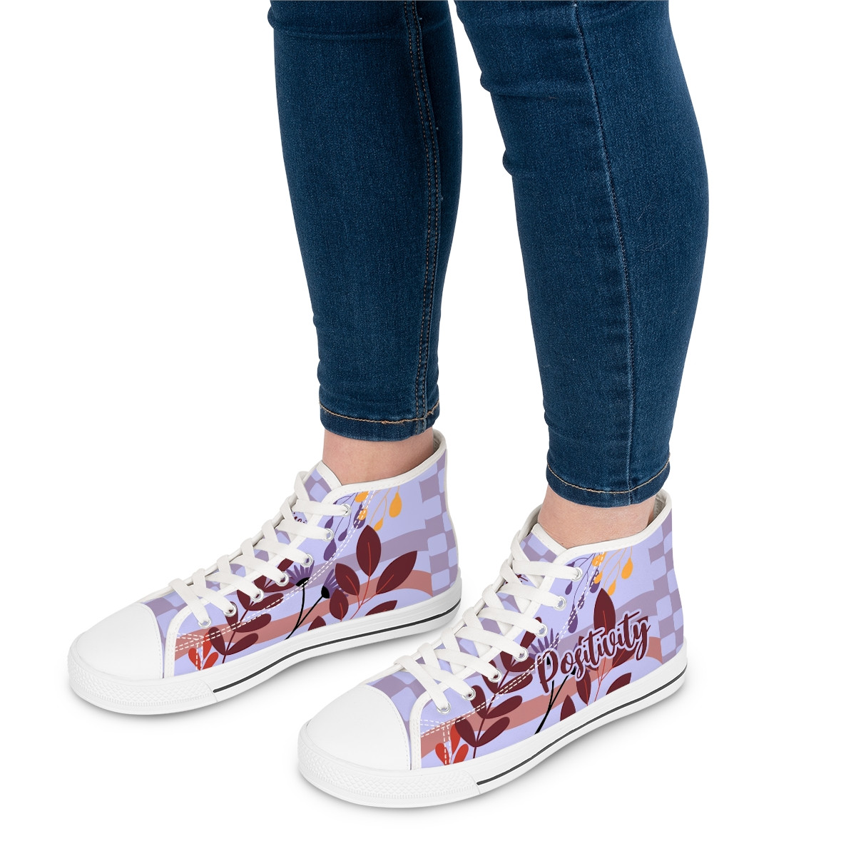 Positivity (Lilac) Women's High-Top Canvas Sneakers
