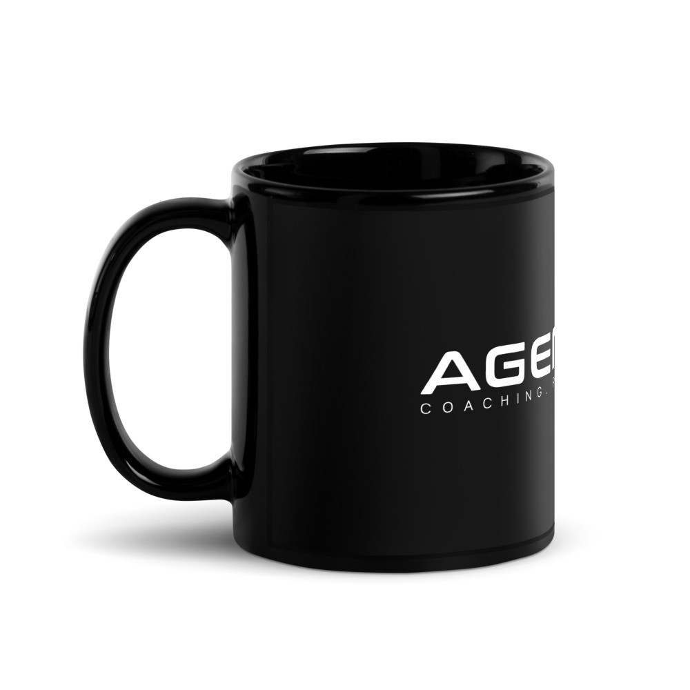 Black Glossy Mug White Logo