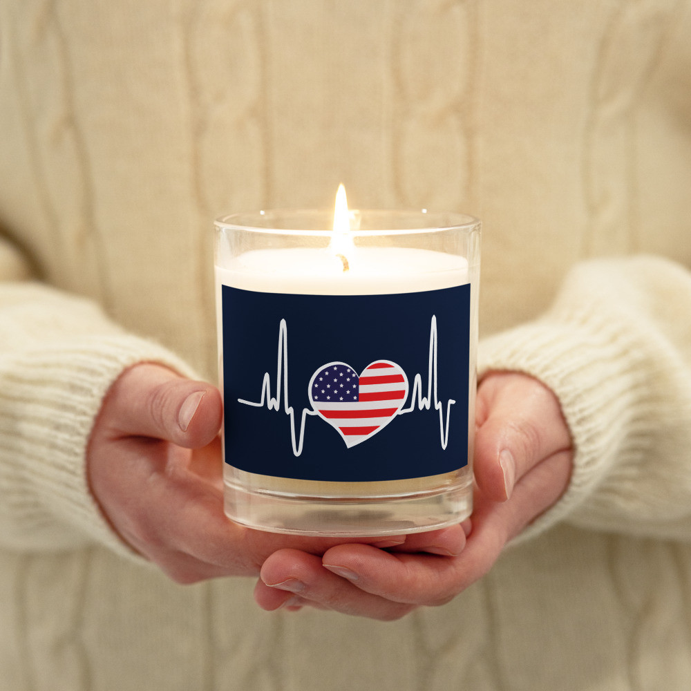 American heart beat Glass jar soy wax candle