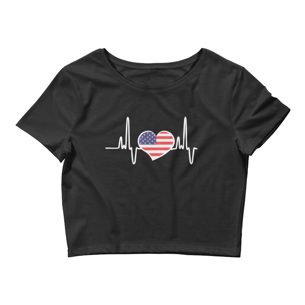 American hear beat Women’s Crop Tee