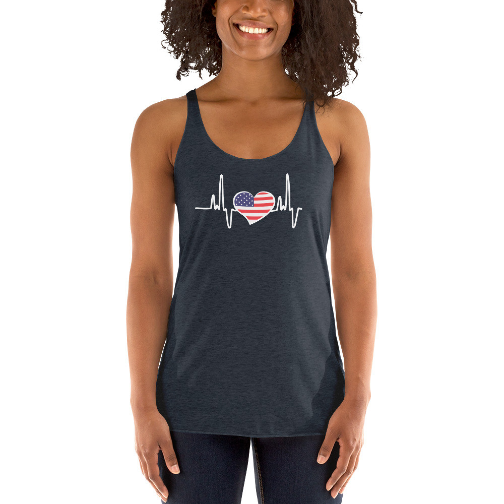American heart beat Women's Racerback Tank