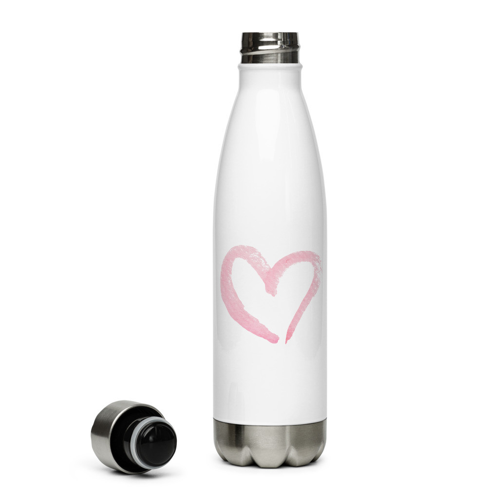 Pink Heart Stainless Steel Water Bottle