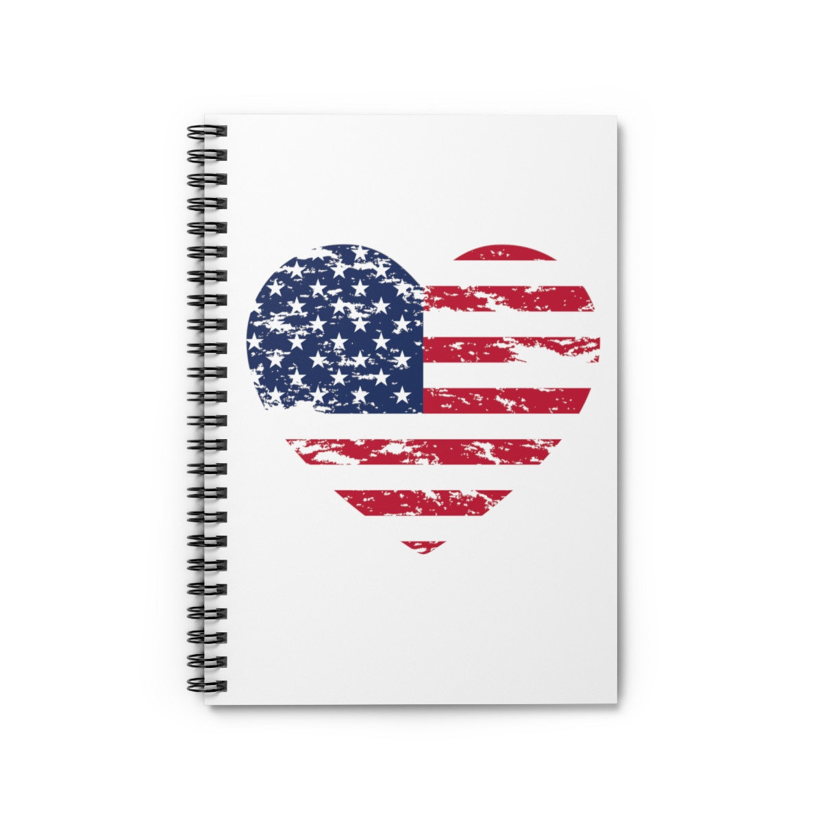 Heart American Flag Spiral Notebook - Ruled Line