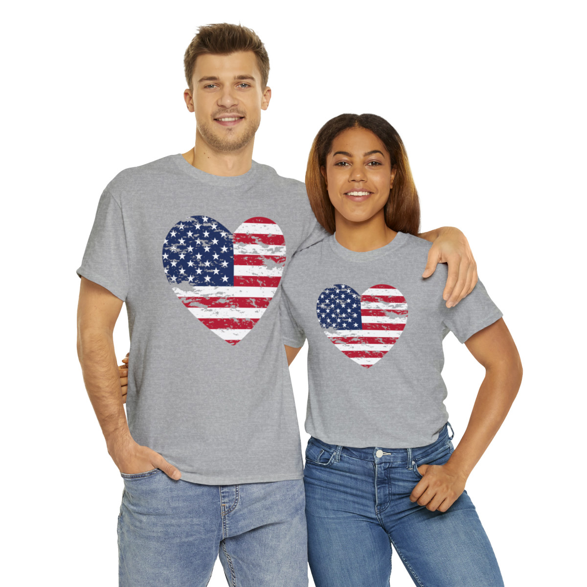 Heart American Flag Unisex Heavy Cotton Tee