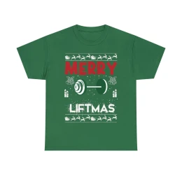 Merry Liftmas Christmas Holiday Unisex Heavy Cotton Tee