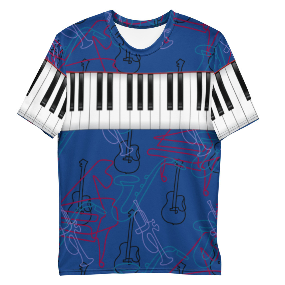 Music Instruments Lines Men's Blue t-shirt