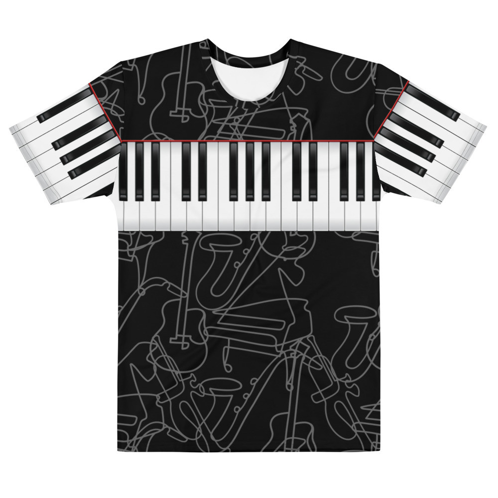 Men's Music Instruments Lines Black t-shirt